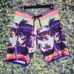 Roxy Board Shorts Trunks Palms Print Tropical Mens Size Medium